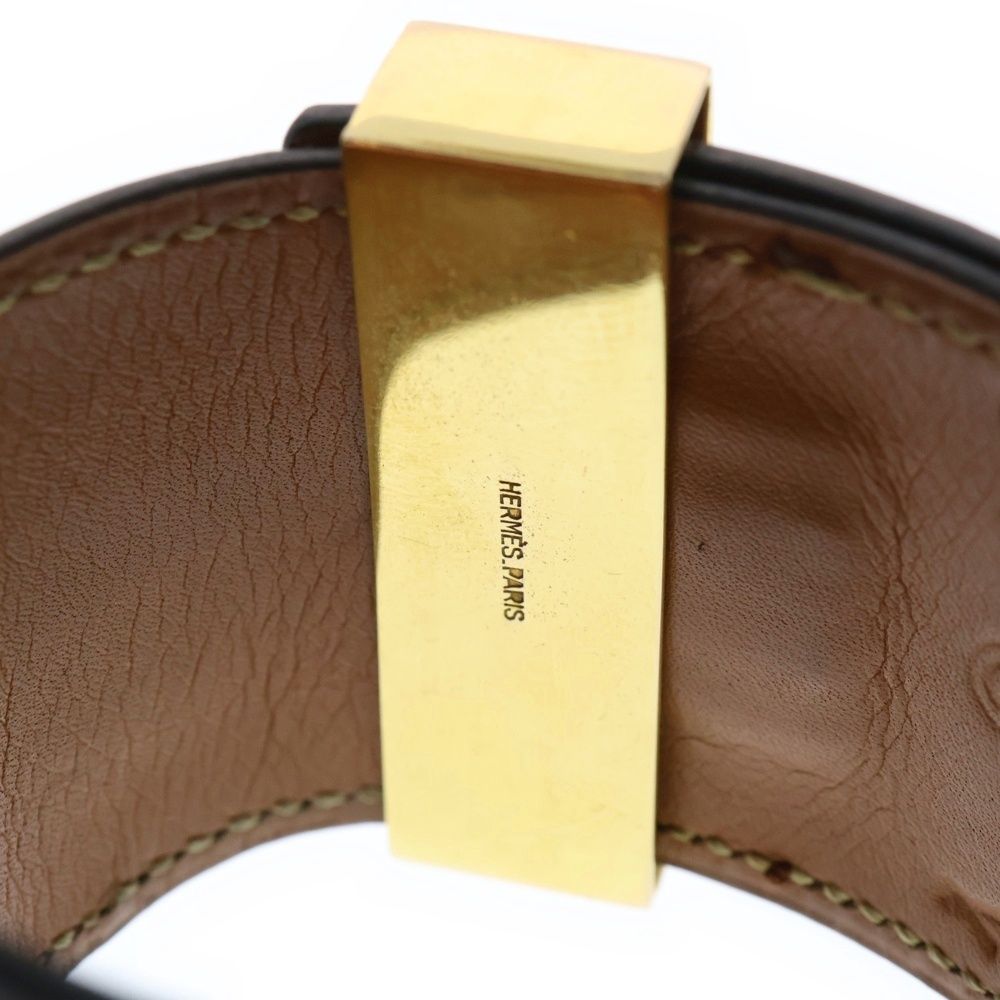 ★11D611 エルメス コリエドシアン バングル レザー ブラウン ⬜︎M刻印 HERMES (エルメス) コリエドシアン バングル ブレスレット