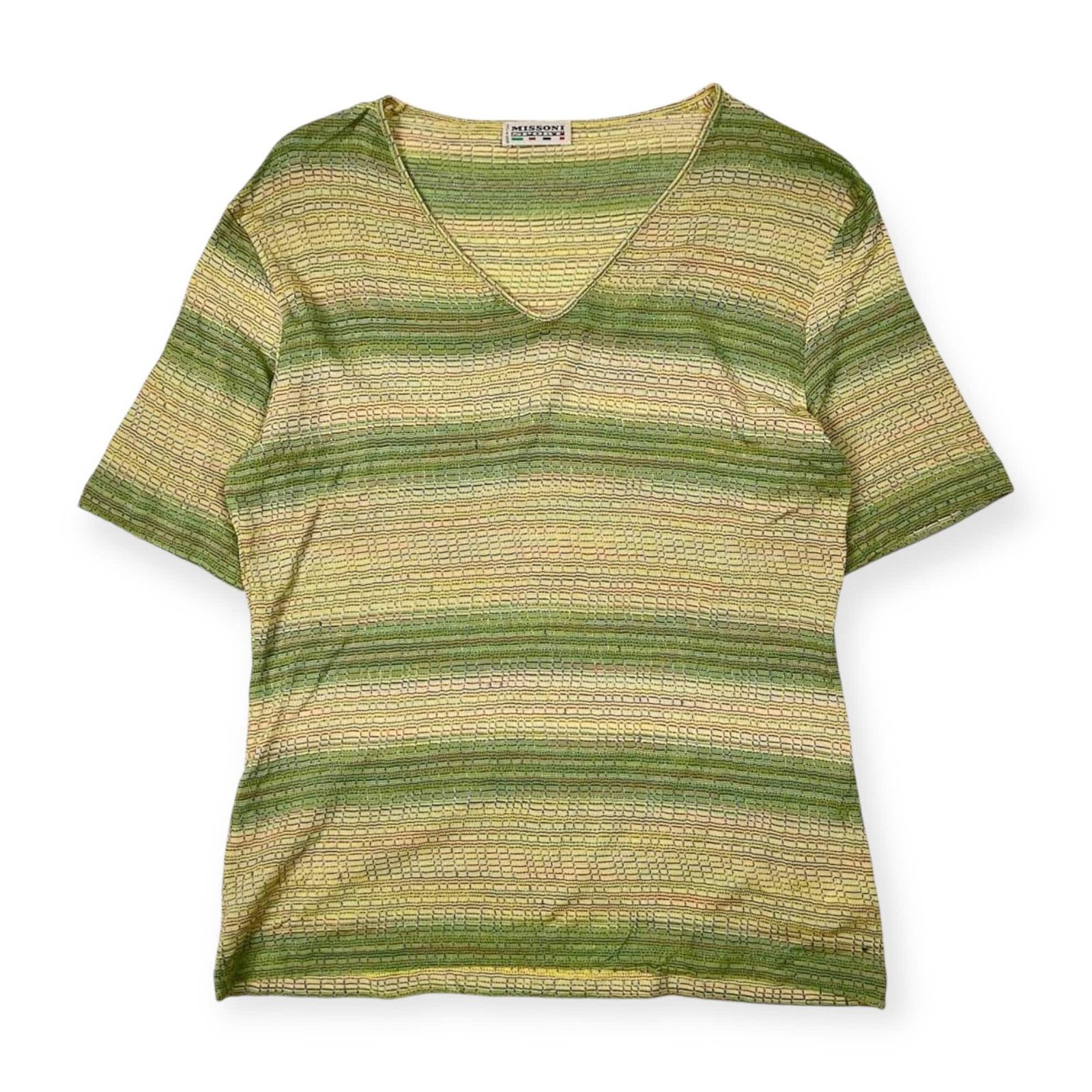 イタリア製 MISSONI SPORT ミッソーニスポーツ ボーダー Vネック 半袖 