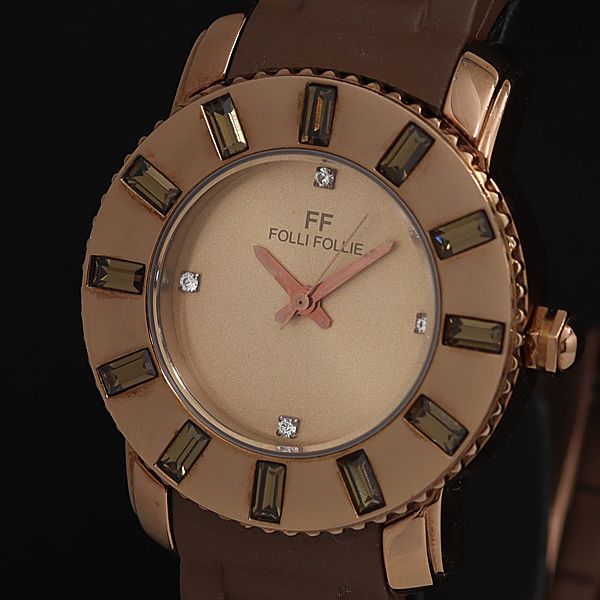 稼動 良品 フォリフォリ WF5T114ZSB QZ ブラウン文字盤 石付 レディース腕時計 OWD 2000000 NSK