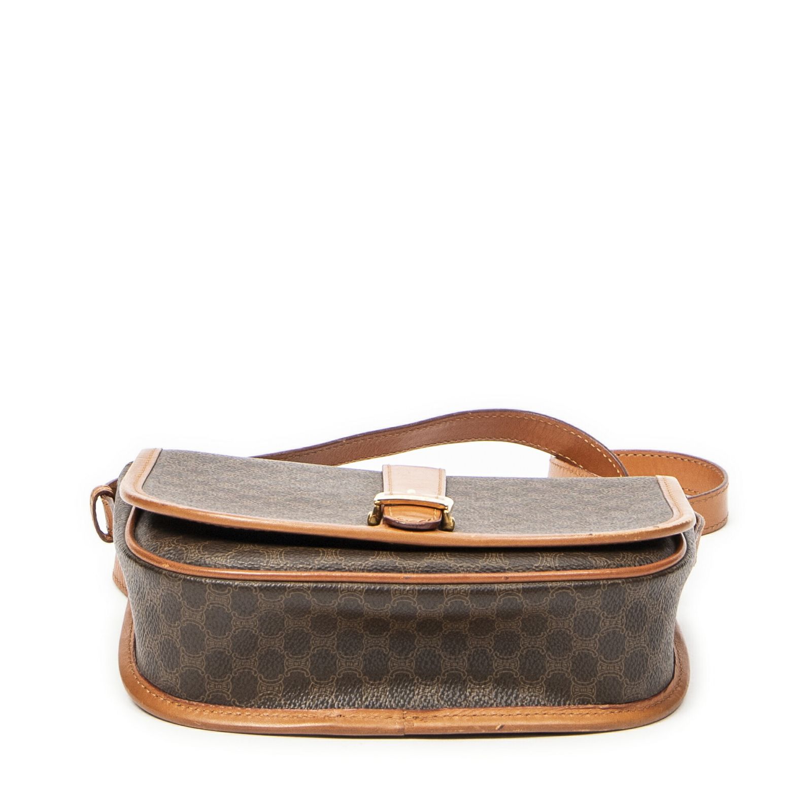 フラップ クロスボディ茶色マカダムPVCキャンバスAB