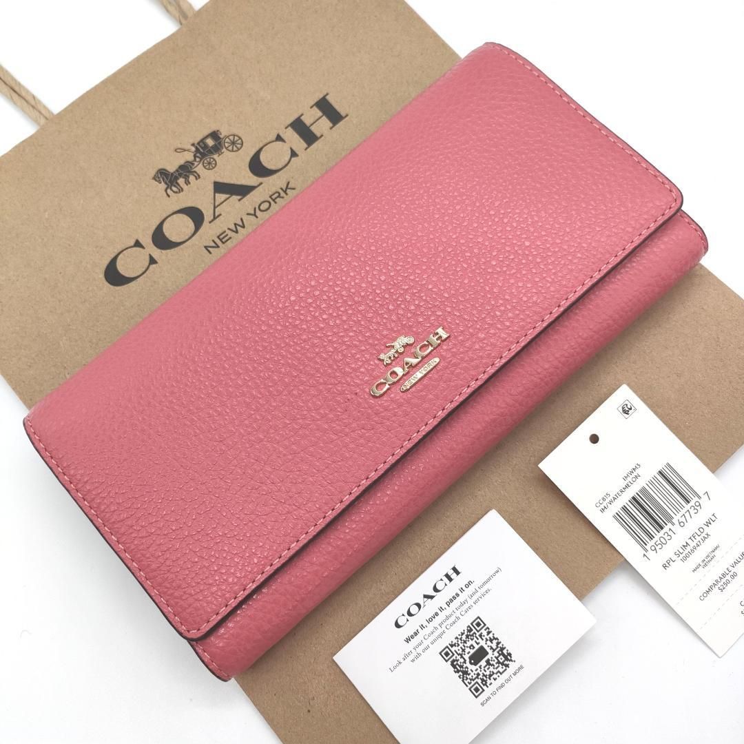 [COACH] コーチ スリム 三つ折り 長財布 CC815（ピンク） COACH] コーチ 日本未入荷 スリム 三つ折り 長財布 CC815（ピンク