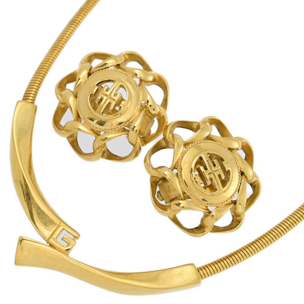GIVENCHY ジバンシー ジバンシィ ゴールド コスチュームジュエリー|ネックレス イヤリング セット|合金|メッキ-39.3g|ゴールド ♀ B レディース 557913