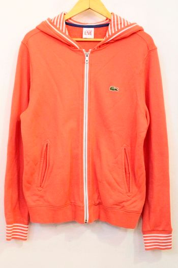 【中古】 LACOSTE メンズジップパーカー 4 LACOSTE/SWEAT SHIRTS/4/赤 レッド