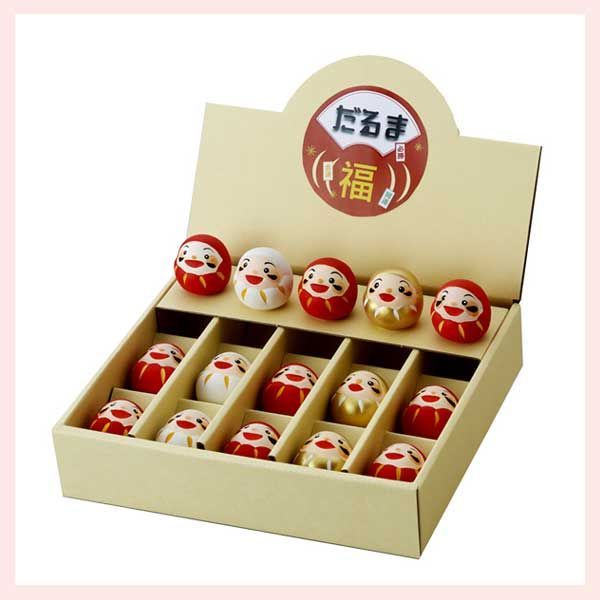 陶器製置物 だるま ディスプレイセット アソート１５Ｐセット K5807 ◎2セット目～大幅値引き対象商品 縁起物 招福 開運 飾り まとめ買い レトロモダン かわいい 可愛い コレクション ミニ プチ 雑貨 ファンシー マスコット 達磨 紅白 赤 白 金