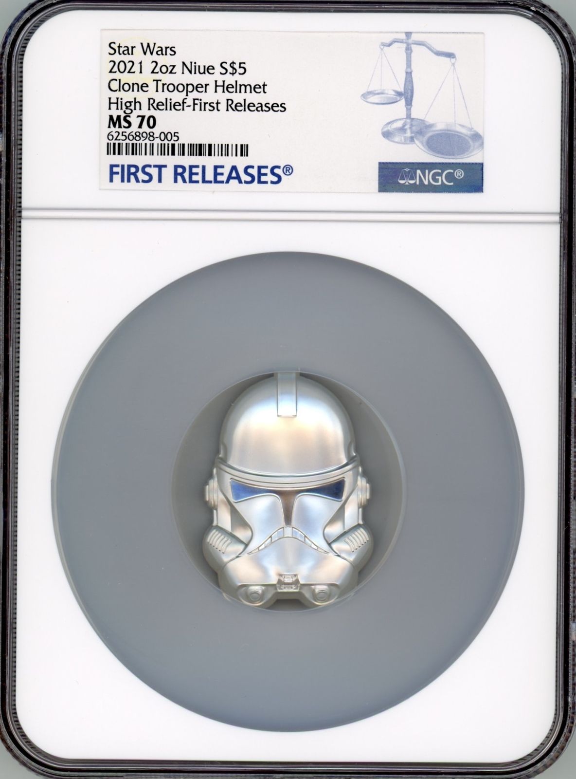 STAR WARS CL TROOPER HELMET 2021 NIUE 2 OZ SILVER COIN NGC MS70 FR