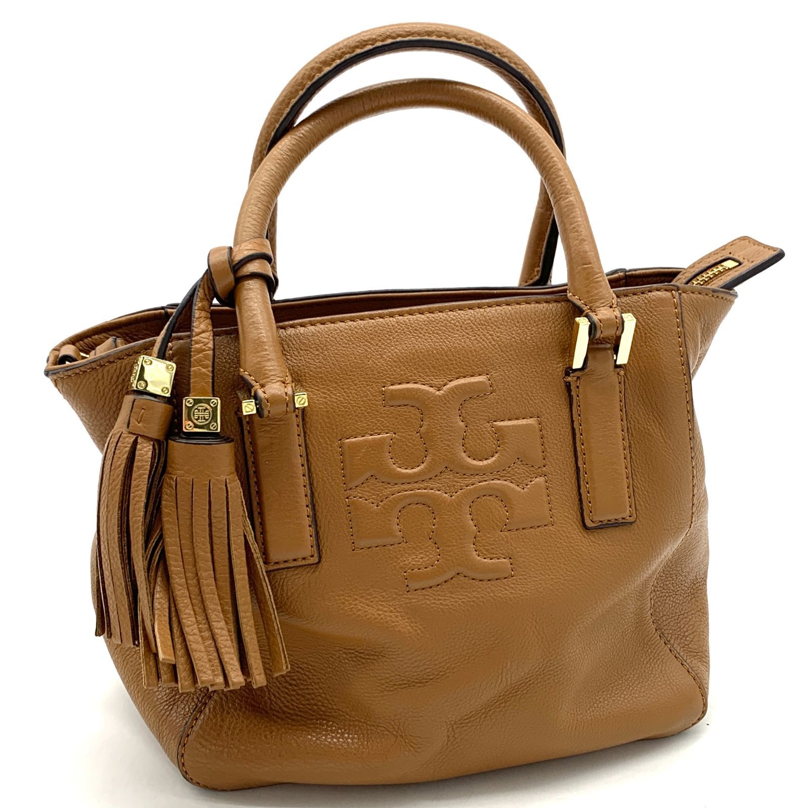 ▼TORY BURCH/トリーバーチ ショルダーバッグ 2WAY THEA/ティア タッセル ブラウン カーフレザー レディース 保存袋・付属品あり  HIR030 03-14 S16940666865