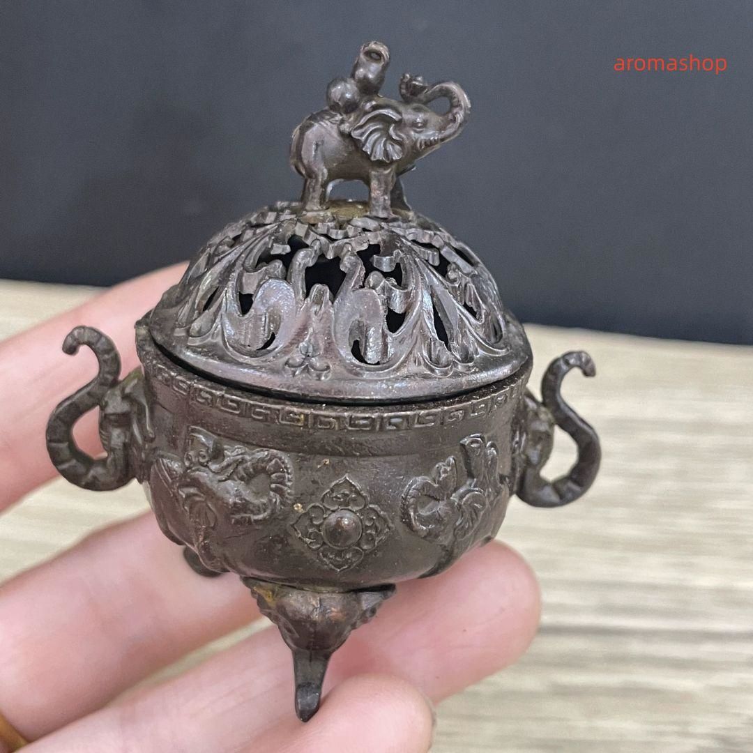 古美術 銘有 銅製 香炉 麒麟 鳳凰 骨董 アンティーク 古美術 銘有 銅製