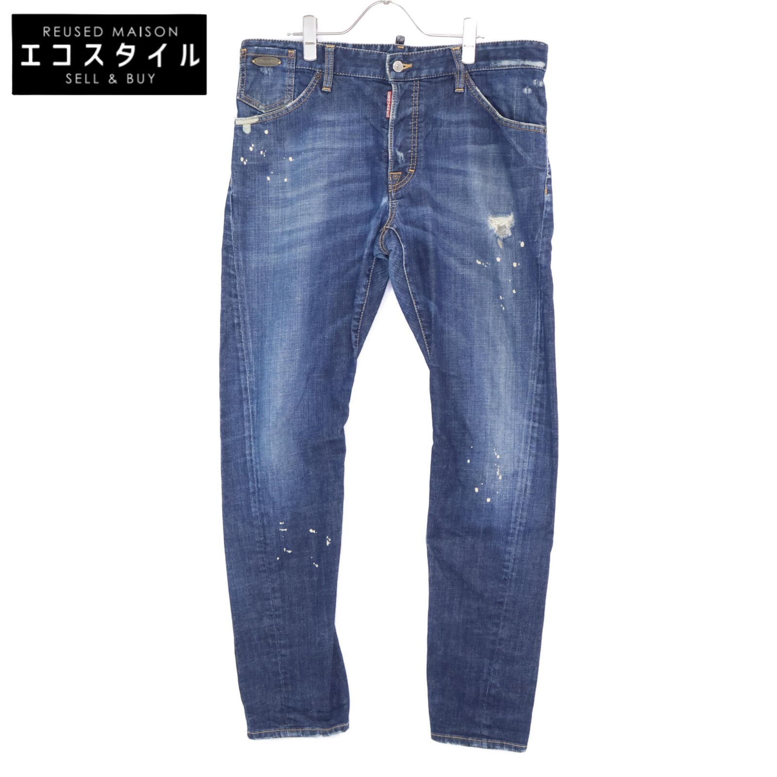 DSQUARED2 ディースクエアード インディゴ スケーター ペイントデニムパンツ 50