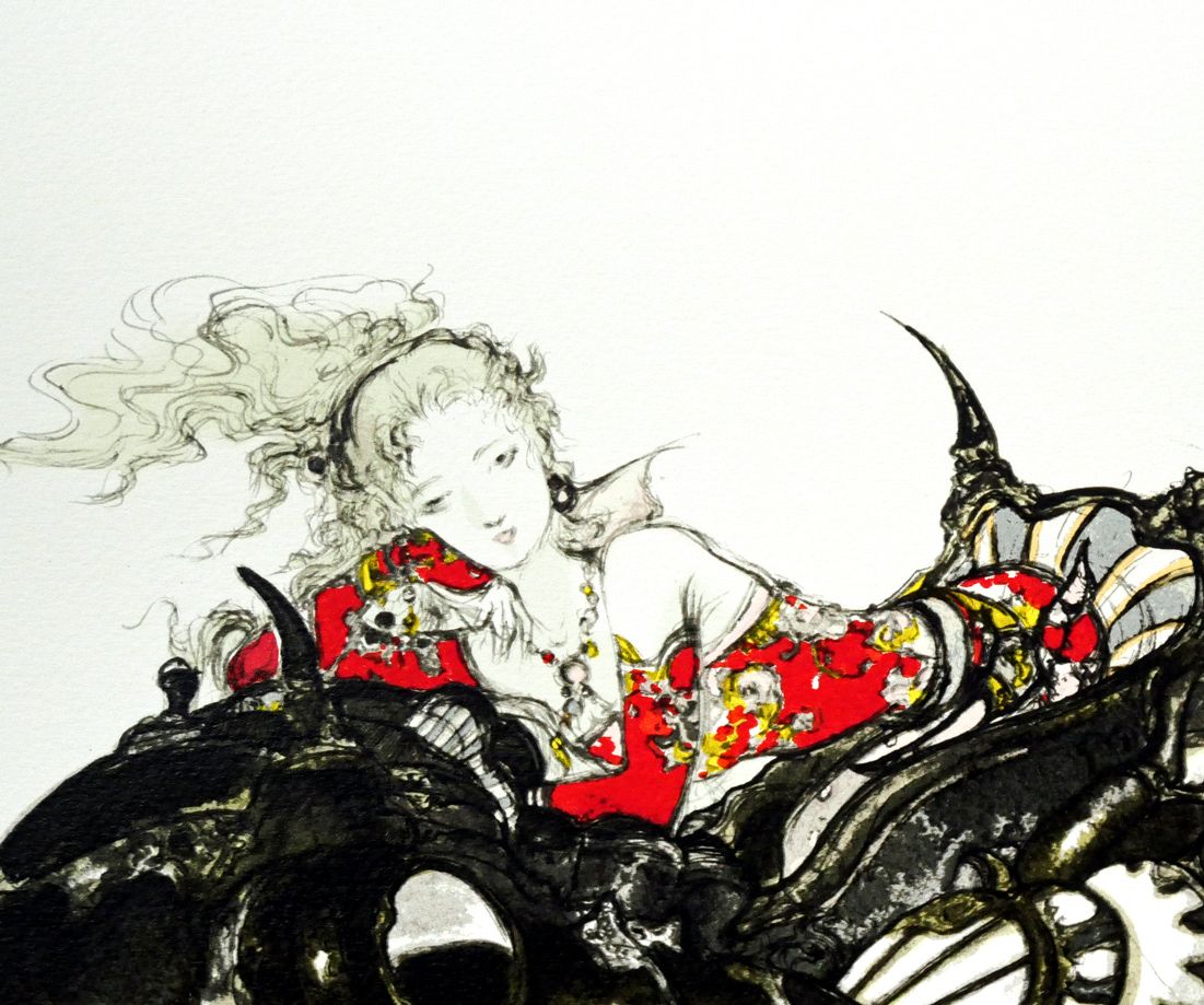 真作保証 天野喜孝 少女 絵画 ティナ ファイナルファンタジー6 天野 喜孝「アーマー(FF6 魔導アーマー ティナ)」リトグラフ