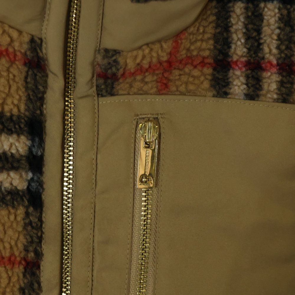 BURBERRY バーバリー ノヴァチェック フリース ボア ジャケット ベージュ キッズ 8061694 BURBERRY (バーバリー) ノヴァチェック フリース ボア ジャケット