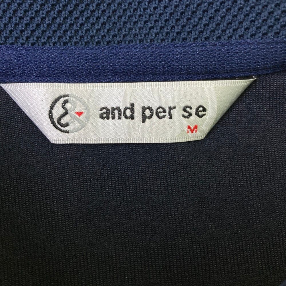 サイズ：M AND PER SE アンパスィ パイル地 半袖ポロシャツ ロゴ