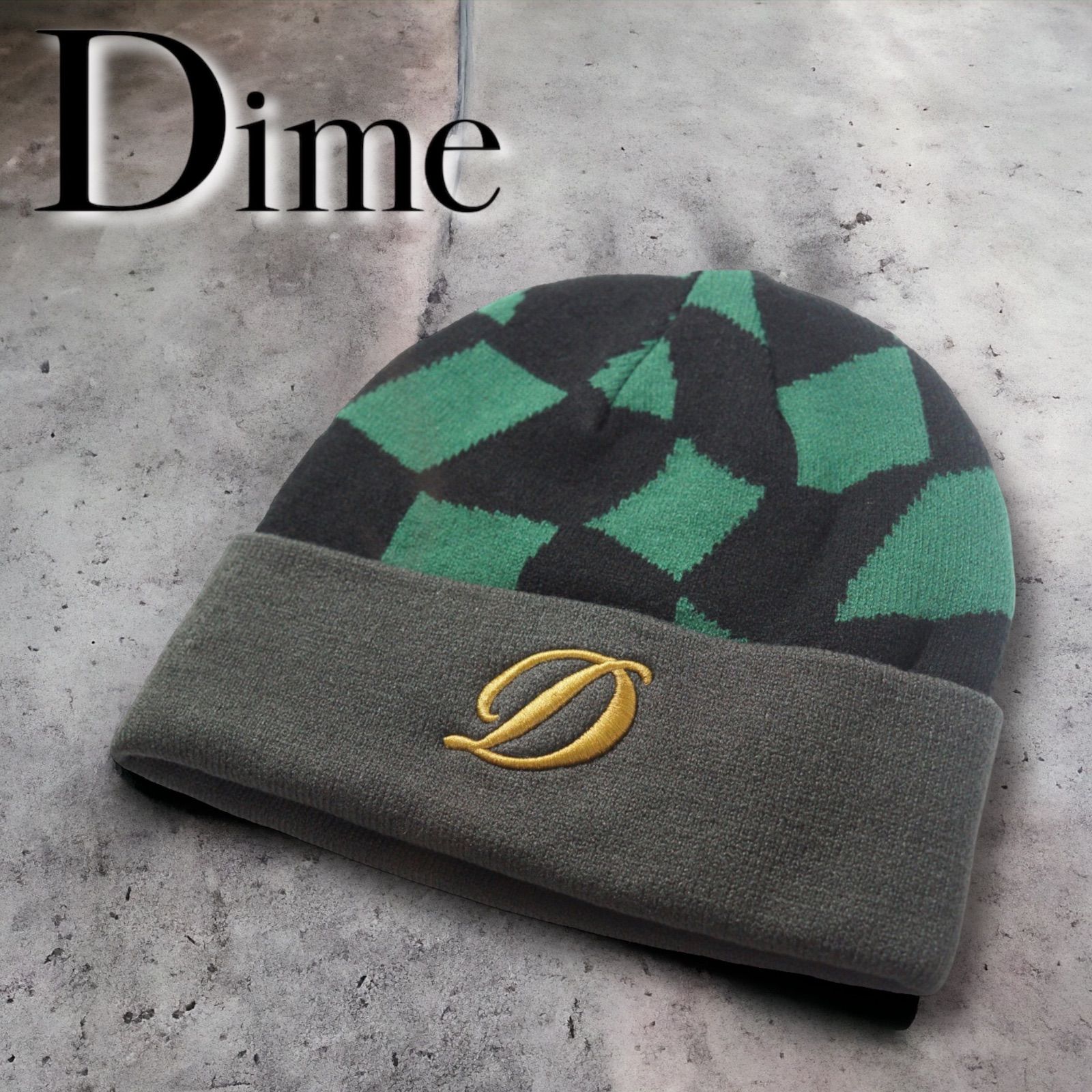 DIME Check D Logo Beanie ダイム ニットキャップ ビーニー ニット帽