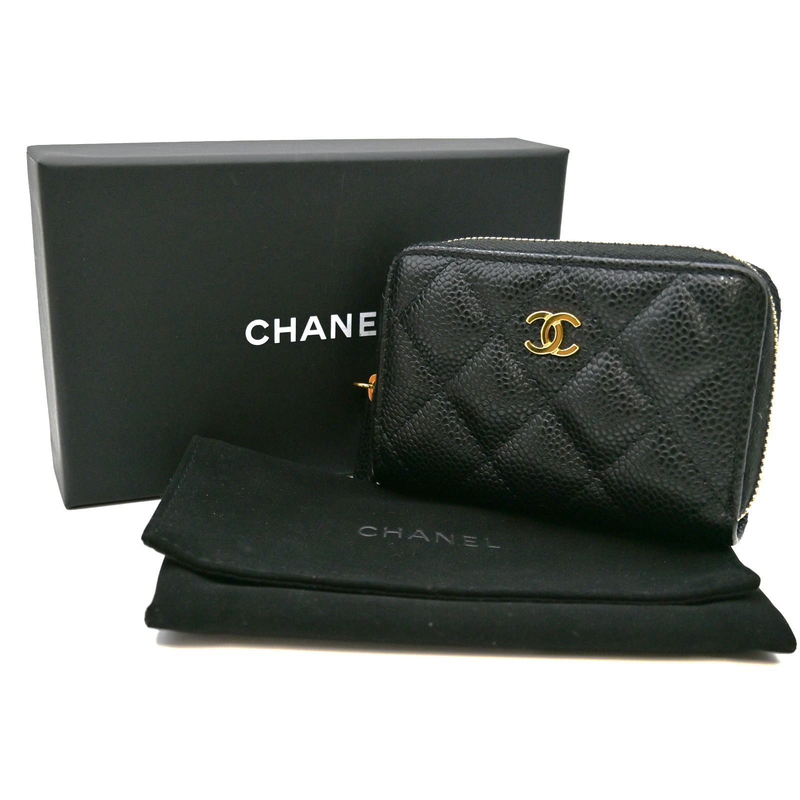 CHANEL シャネル キャビアレザー ジッピーカードケース ブラック