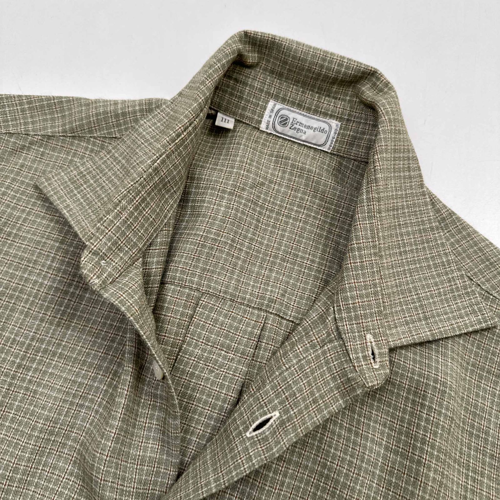 速くおよび自由な Ermenegildo ヴィンテージ Zegna チェック 長袖 ウール系生地 トップス