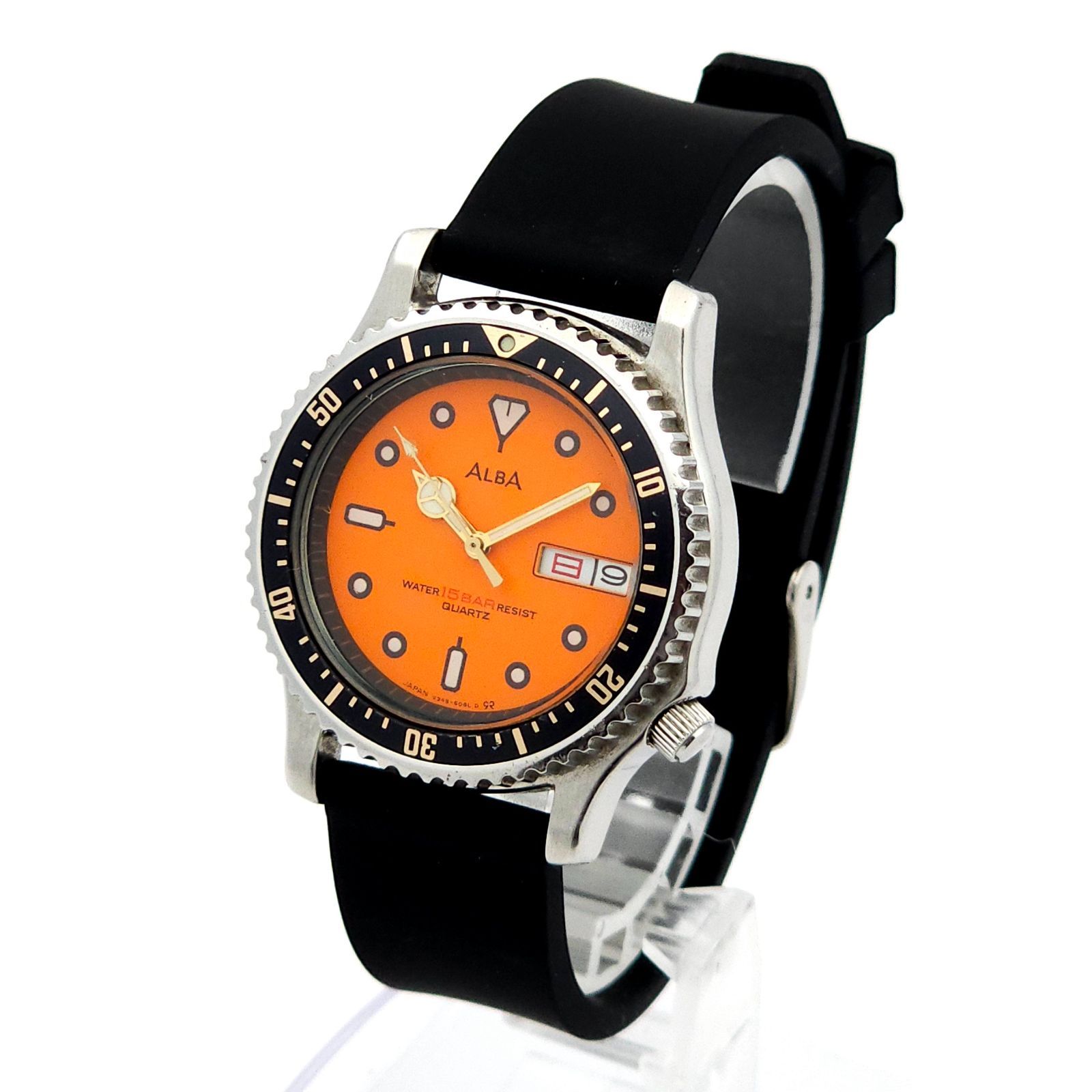 SEIKO セイコー アルバ V348-6070 ダイバー QZ 動作品 オレンジ