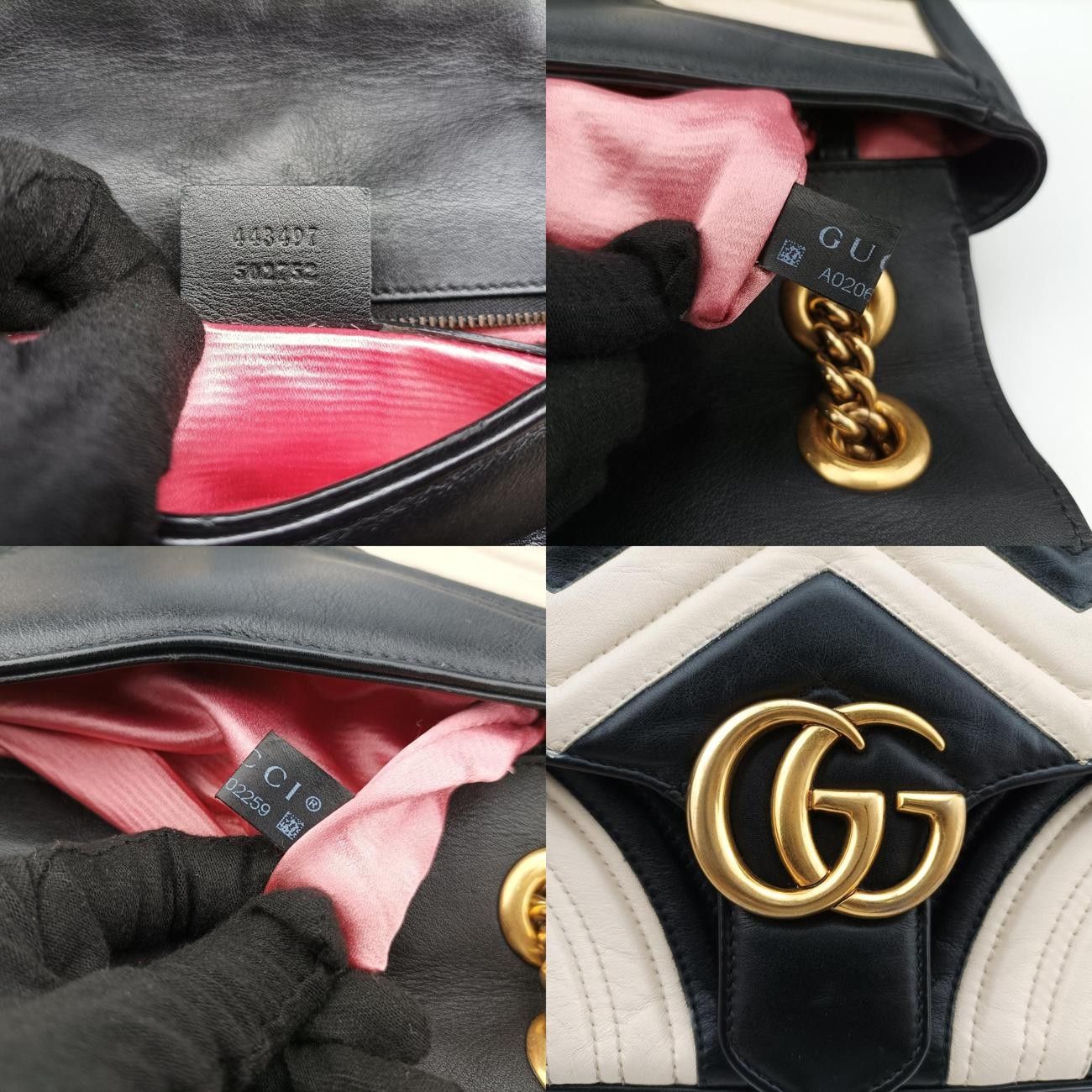 GUCCI GGロゴ マーモントグレージュ フラットシューズ グッチGucciGGマーモントブラック／ホワイトレザー