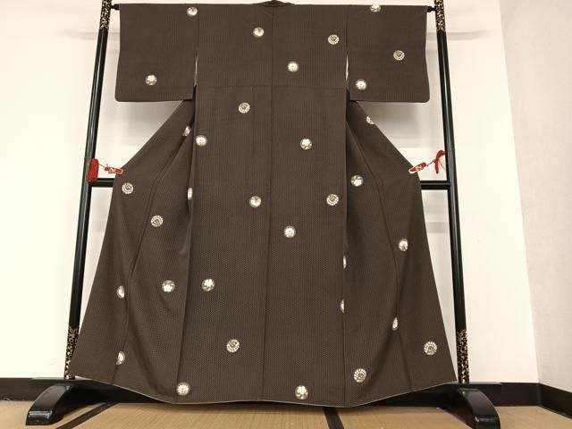平和屋着物○上質な小紋 摺り型友禅 草花丸文 金彩 正絹 逸品