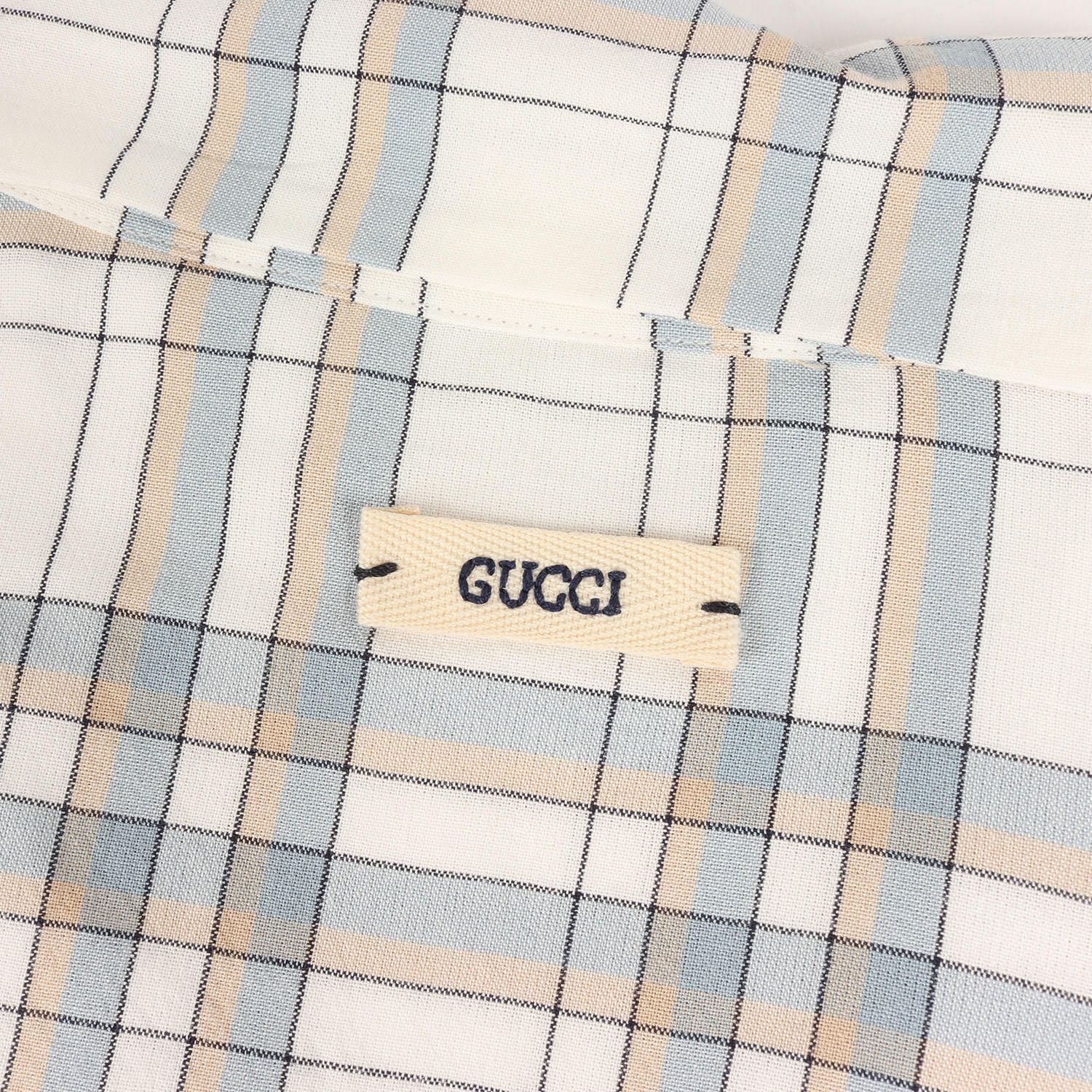 GUCCI チェックシャツ 44 中古・古着通販】GUCCI (グッチ) ロゴ刺繍チェックシャツ