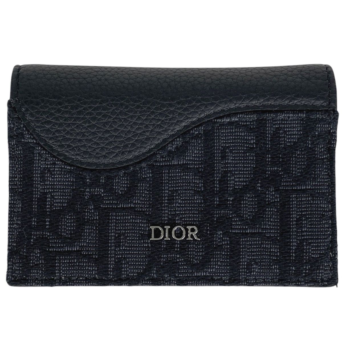 クリスチャンディオール Christian Dior トロッター柄 カードケース サドル 名刺入れ カードケース キャンバス レザー ブラック レディース