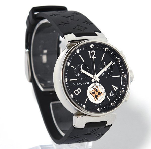 人気ブランド集結！ 箱保付 LOUIS VUITTON ルイヴィトン タンブール ムーンスターGM Q8D11 クロノグラフ クォーツ メンズ