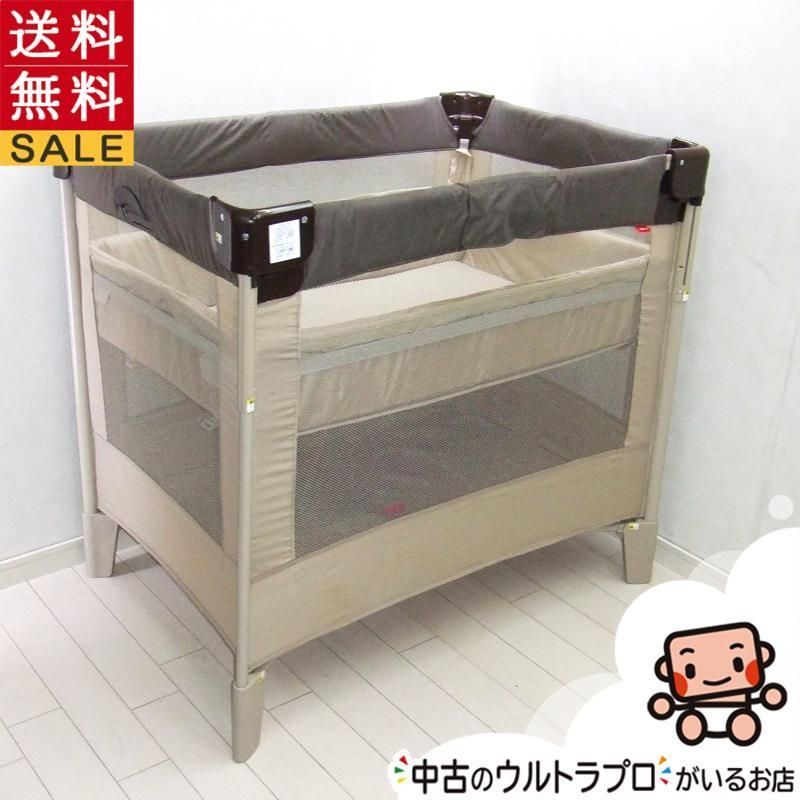 綺麗 ベビーベッド 中古 アップリカ ココネルエアー aprica COCONEL 新生児から2歳 コンパクトにたためる【C.一般中古】