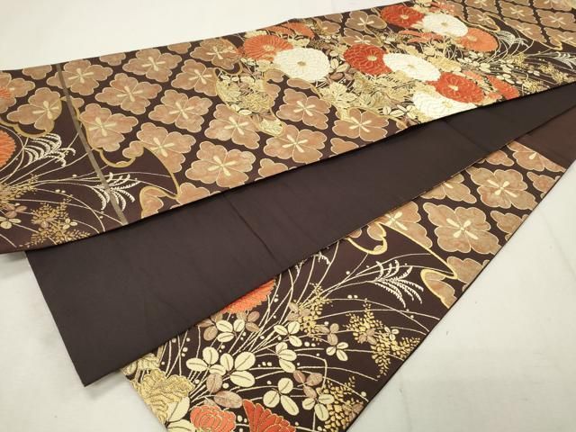 着物屋こころ■六通柄袋帯　王朝引箔つづれ　鳳凰花唐草文　金糸　逸品　ak2797 着物屋こころ□六通柄袋帯 鳳凰花文 金糸 引箔 正絹 逸品 us199