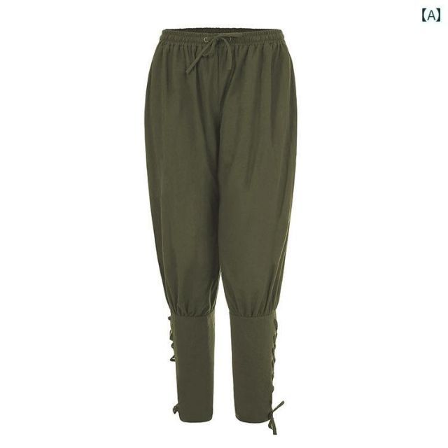 [3XL]メンズ ファッション オシャレ アイテム 撮影 小物 コスプレ ステージ 衣装  足ストラップ ゆったり カジュアル パンツ ズボン 中世 レトロ 半ズボン ブーツ ズボン 綿麻 レディース 春夏 