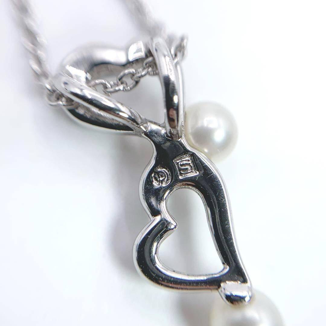 レビュー高評価アイテム特集｜ファッション通販 タサキ TASAKI 箱付き シルバー 本真珠 ダブルハート ネックレス アクセサリー