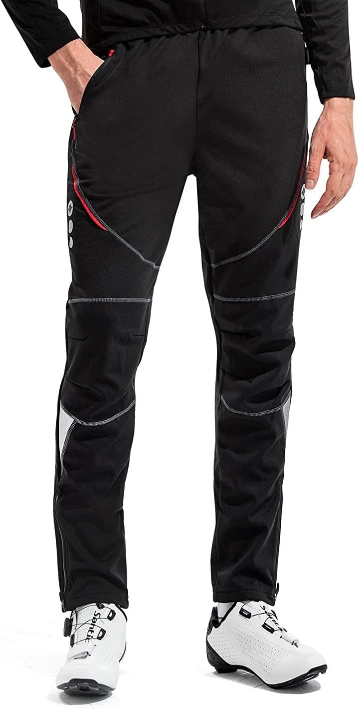 Santic(サンティック) メンズ サイクルパンツ ロング フリース サイクルウエア サイクルタイツ パッドなし 自転車 XXL( ブラック，  2XL)