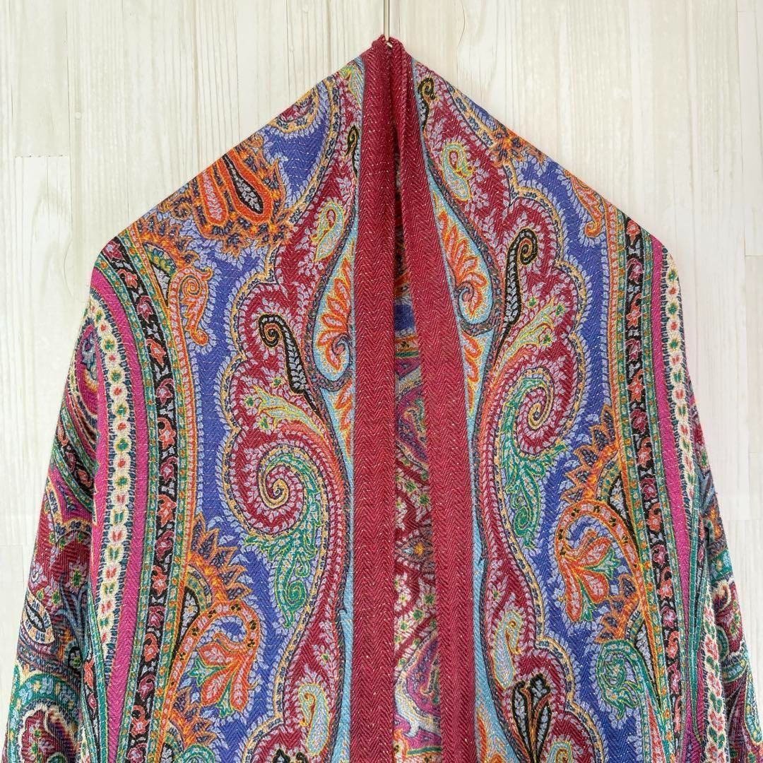ETRO(エトロ) ストール(ショール)美品 - グレーベージュ×ピンク