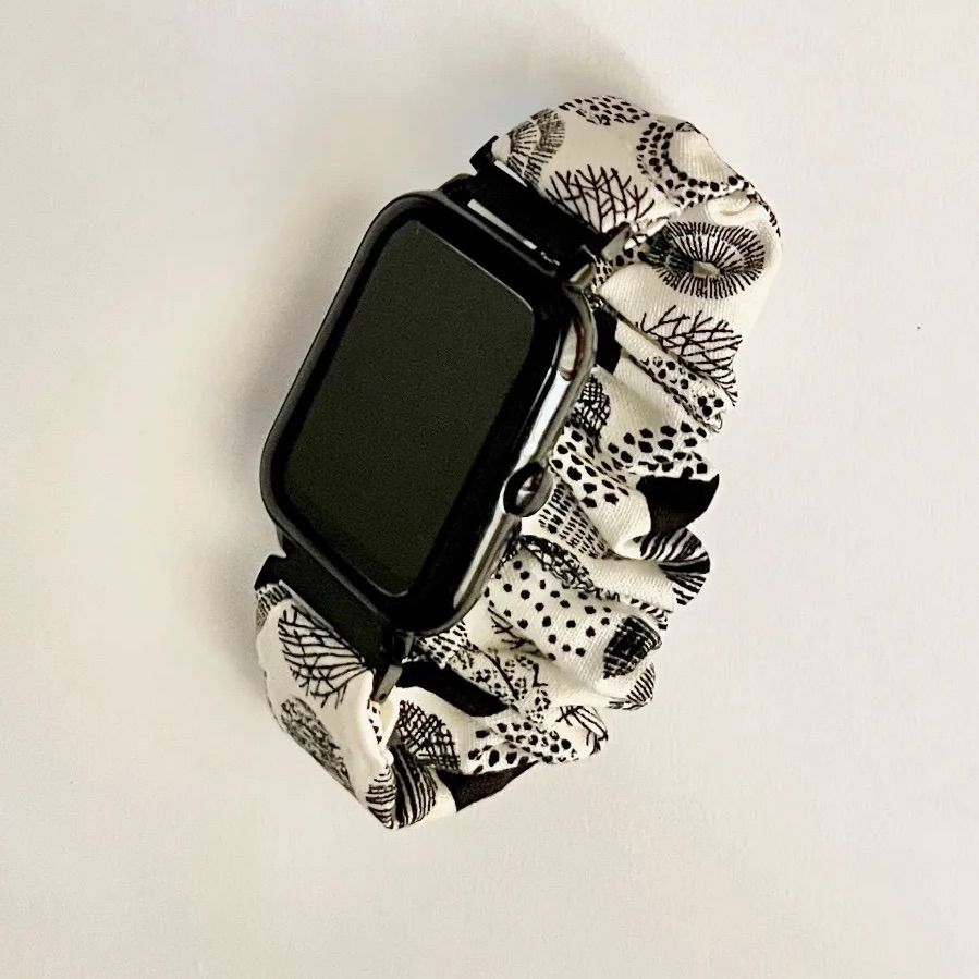肌に優しい楽ちんシュシュベルト スマートウォッチ バンド 20mm