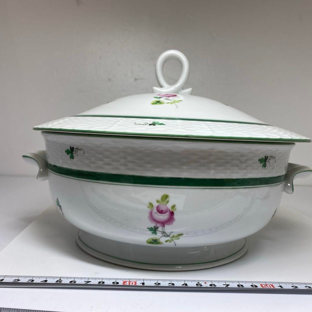 洋3 ヘレンド ウィーンのバラ 特大チュリーン 幅約30㎝ 東さ6-1216④