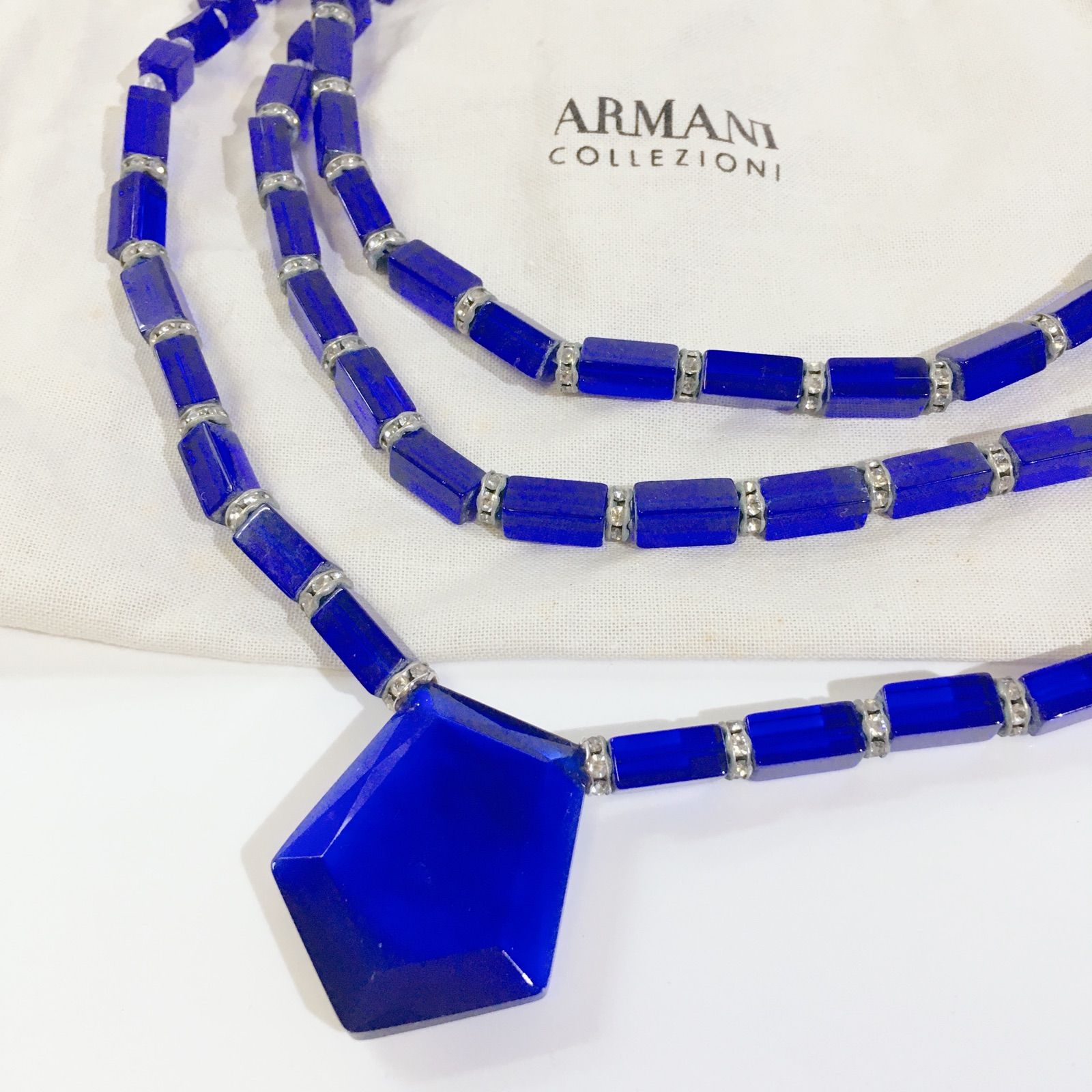 ARMANI COLLEZIONI ネックレス ネイビー ブルー ビジュー レディース 