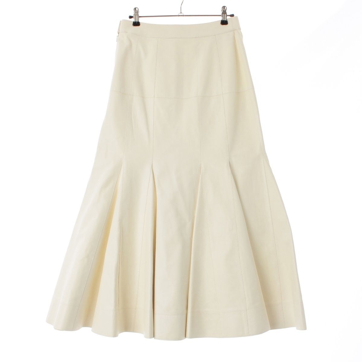 ロエベ レザー プリーツ ロング スカート ボトムス S540344X98 ホワイト 38