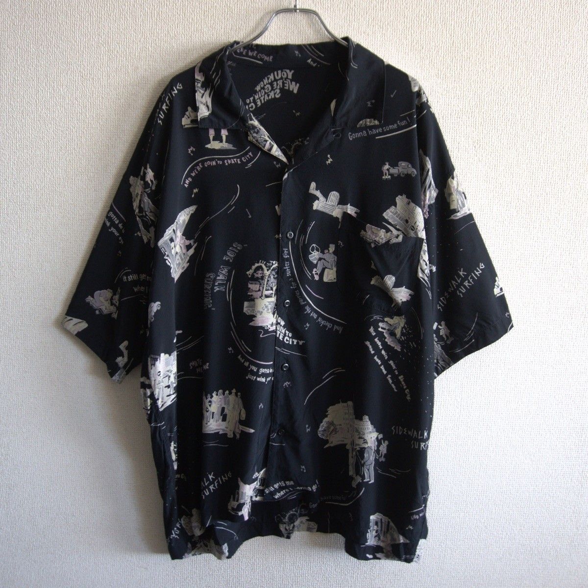 PORTER CLASSIC ALOHA SHIRT SKATEBOARDING M ポータークラシック アロハシャツ ブラック レーヨン 25090854