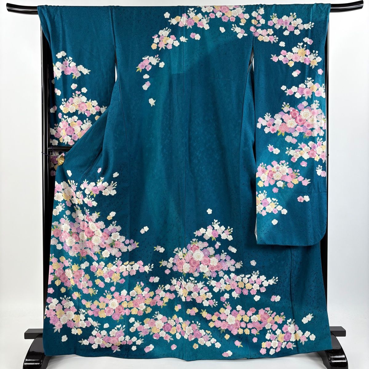 洗える　振袖　袋帯　小物セット　袷　帯HL 深緑　暈し　桜　身丈164裄66 楽天市場】洗える着物 セット「袷着物：ばら 紫色＋京袋帯：黒