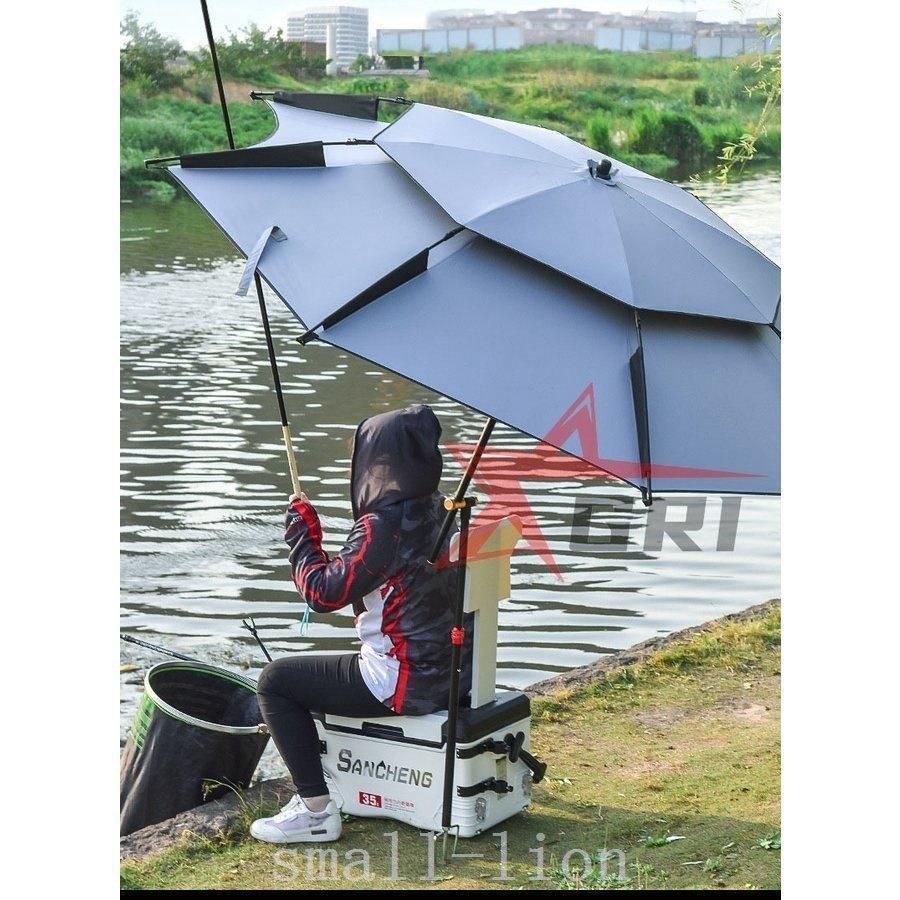 釣り用傘フィッシングパラソルパラソルビーチパラソル360度回転収納袋付き角度調節UVカット防風日除け遮光断熱アウトドア公園旅行適用