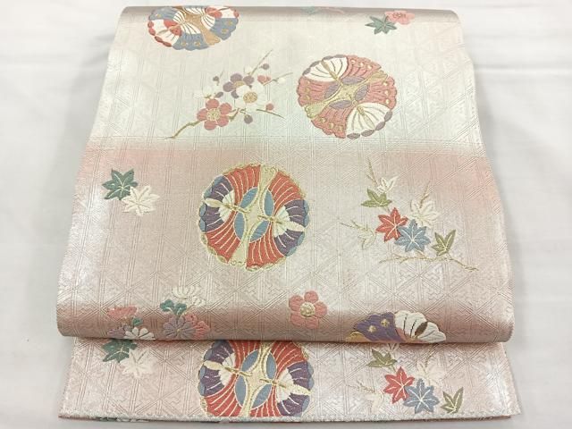 平和屋着物◎佐賀錦 六通柄袋帯 唐織 花蝶丸文 金銀糸 正絹 逸品