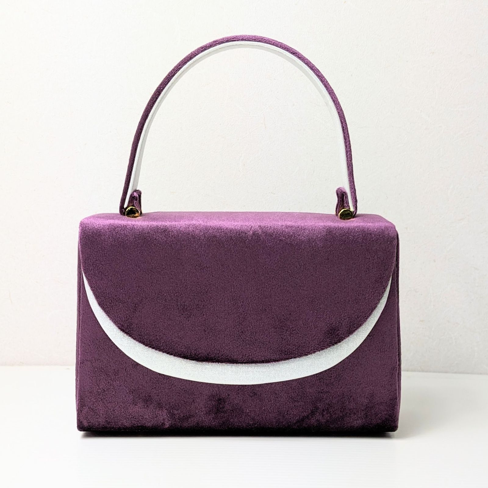 ベロア 3枚芯 草履バッグ セット ニュアンスカラー 紫 パープル w60-2