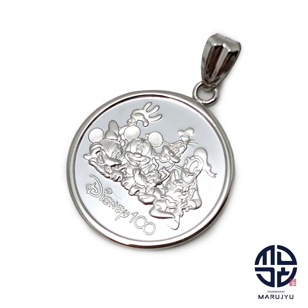 ディズニー100 　ミッキーマウス プラチナネックレス　pt999　 Pt999 純プラチナ メダル ペンダント ディズニー ミッキーマウス