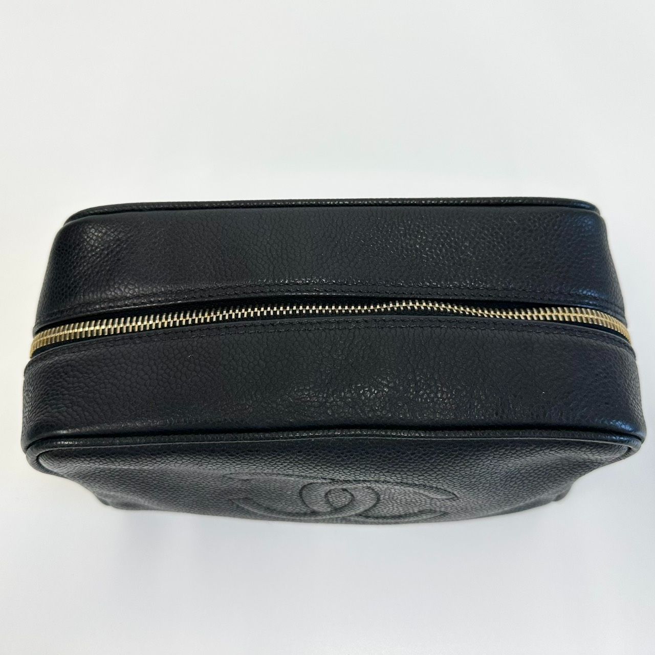 CHANEL シャネル ココマーク コスメポーチ ブラック キャビアスキン 美品 返品OK】CHANEL シャネル ココマーク キャビアスキン ポーチ コスメ