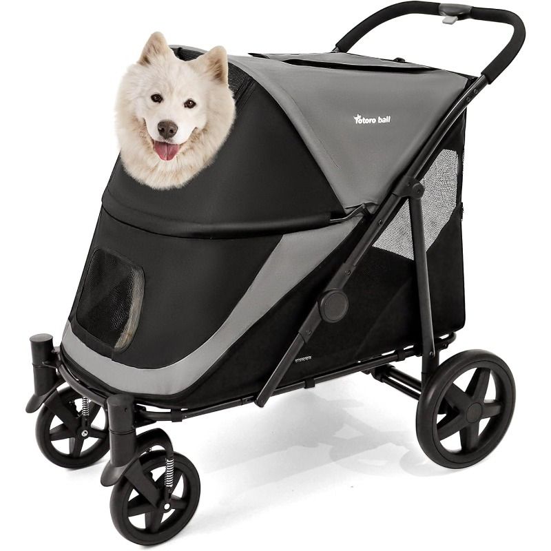 大型犬向けに設計されたトトロペットカート 犬用ストーラー 複数のペットに適しており 四輪式 簡単に折りたたみ 軽量で持ち運びに便利 組み立てが簡単です