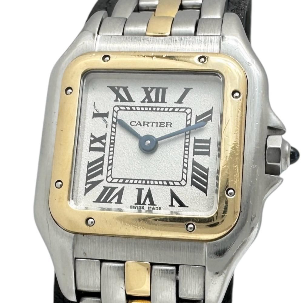 CARTIER|カルティエ パンテールSM 1ロウ オーバーホール済 腕時計 ステンレススチール|YG クオーツ シルバー文字盤|ゴールドシルバーコンビベルト レディース 真子質店 GD