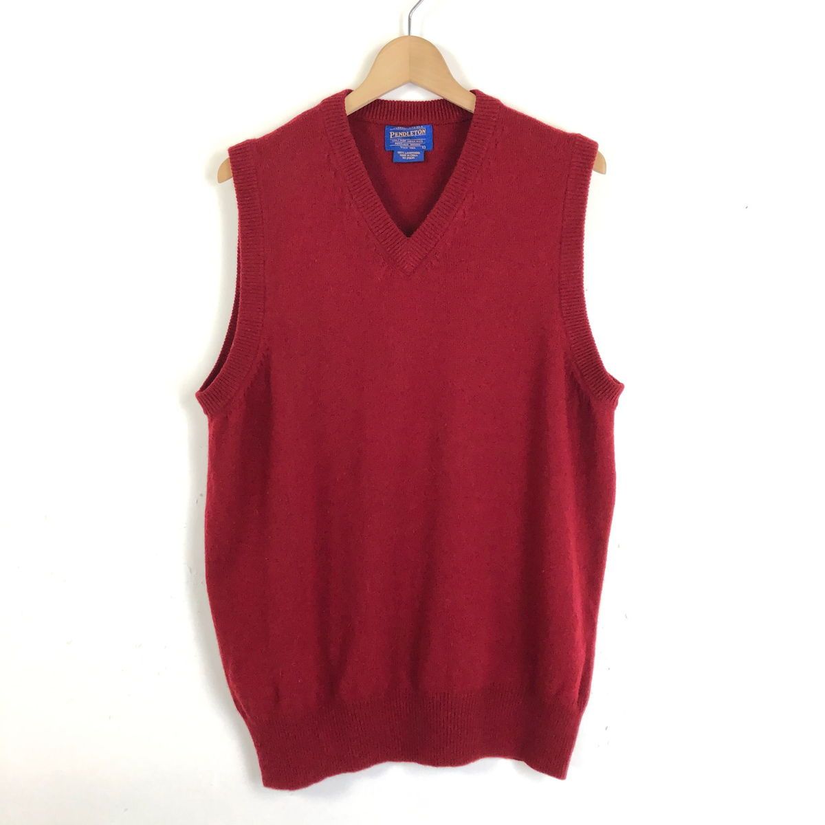【古着】 PENDLETON ペンドルトン ニットベスト 無地 レッド系 メンズM 【中古】 n040410