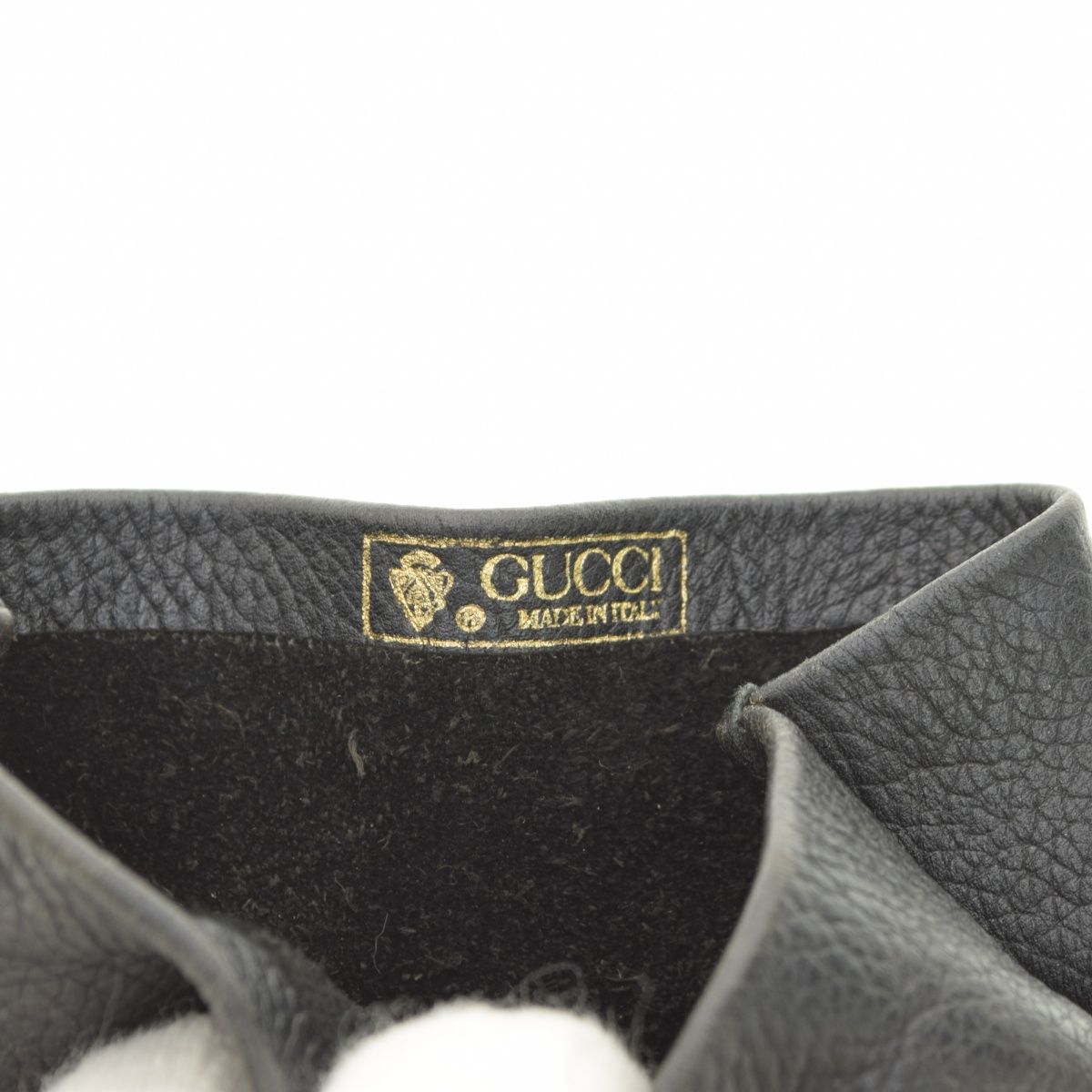 極美品✨GUCCI グッチ シェリーライン 巾着ポーチ シボ革 レザー ブラック 