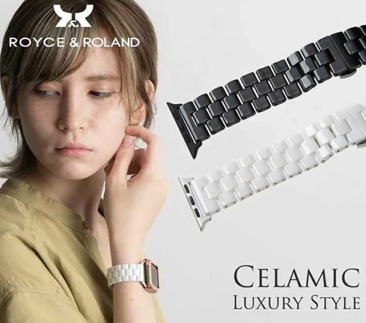 Royce-Roland セラミック バンド Series 10 9 8 7 6 5 4 SE Ultra 3 2 1 対応 交換用 ベルト 工具付属 Apple WATCH ホワイト 44mm 45mm 46mm 49mm