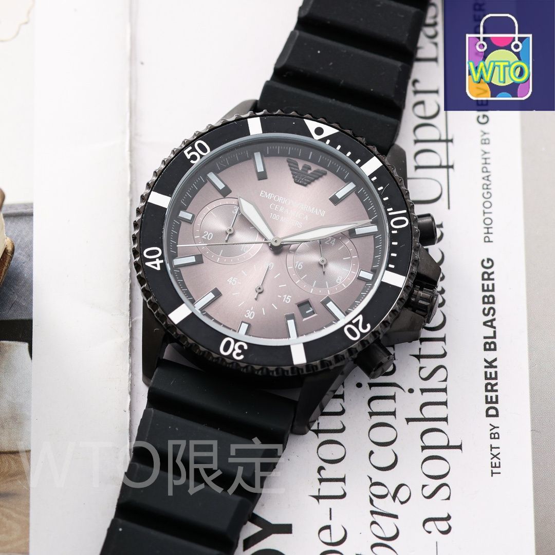 今日特価】Armani アルマーニ 六針デザインクロノグラフ