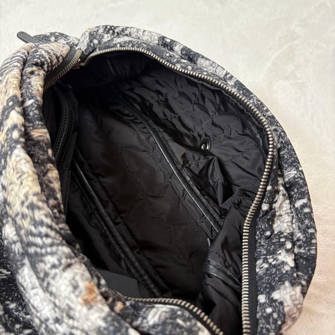 CHANEL ツイードプリント ナイロン Wチェーン ショルダーバッグ ポーチ