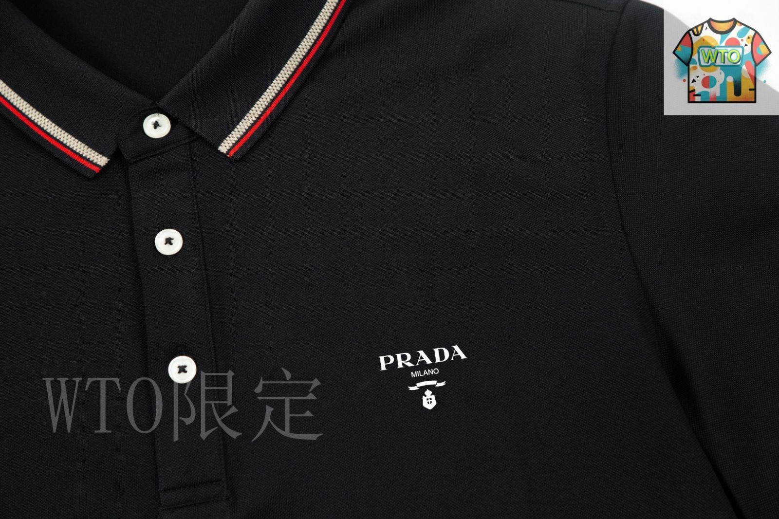 PRADAストライプデザイン ポロシャツ Prada ストライプ ポロシャツ | ブラック | FARFETCH JP