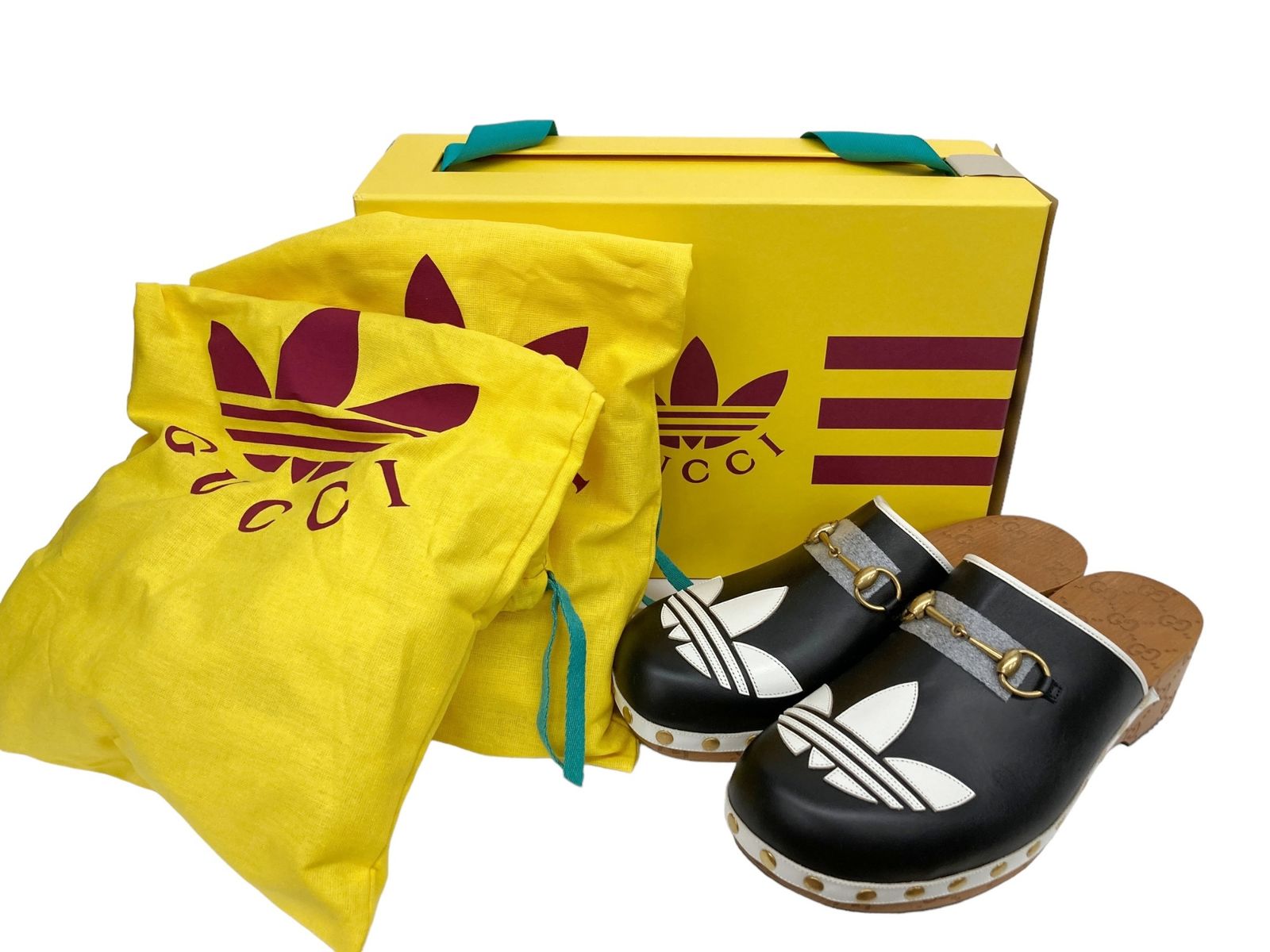 GUCCI Adidas グッチ アディダス レザー クロッグ Sandal 702252 GUCCI×adidas クロッグ レザー フロントロゴサンダル702252